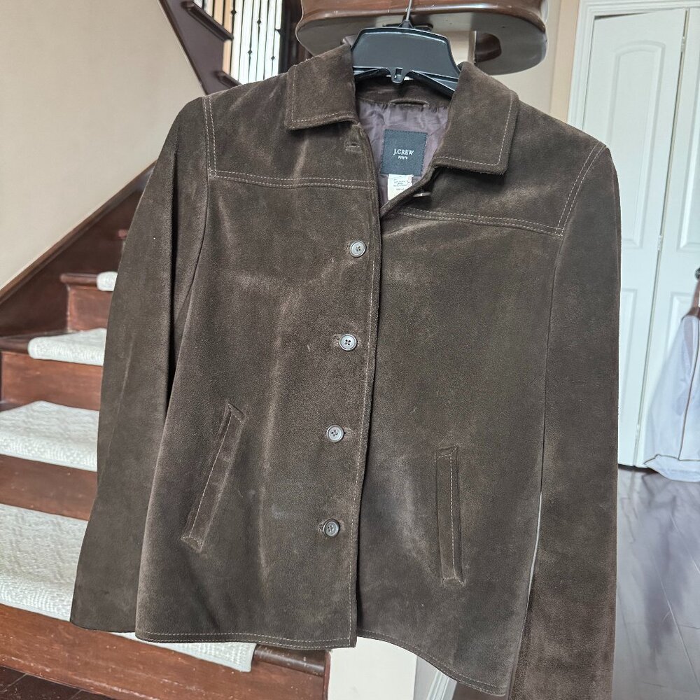 Jcrew Chocolate Brown 100% Leather Suede Jacket